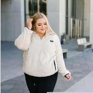 Cream Teddy 1/4 Zip Pocket Jacket Medium